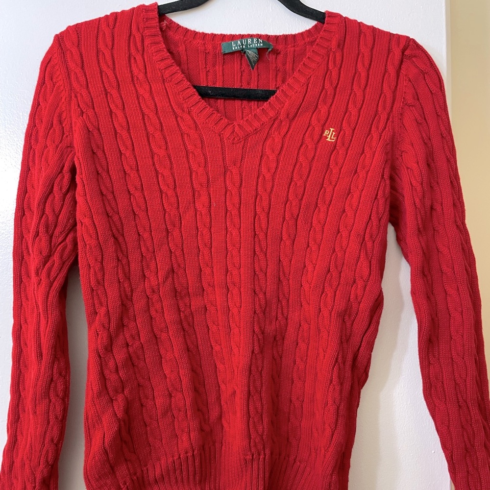 Red Cable-Knit Sweater (size Extra Small)